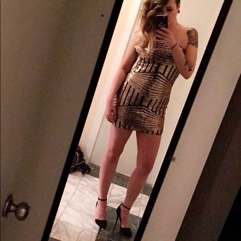 Rose Gold Sequin Party Dress - Picture 7 of 7